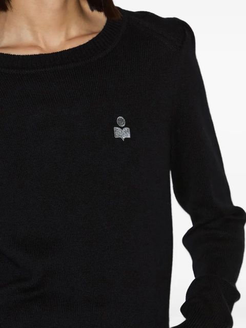 MARANT ÉTOILE Abelle gathered-sleeves embroidered-logo sweater - Black