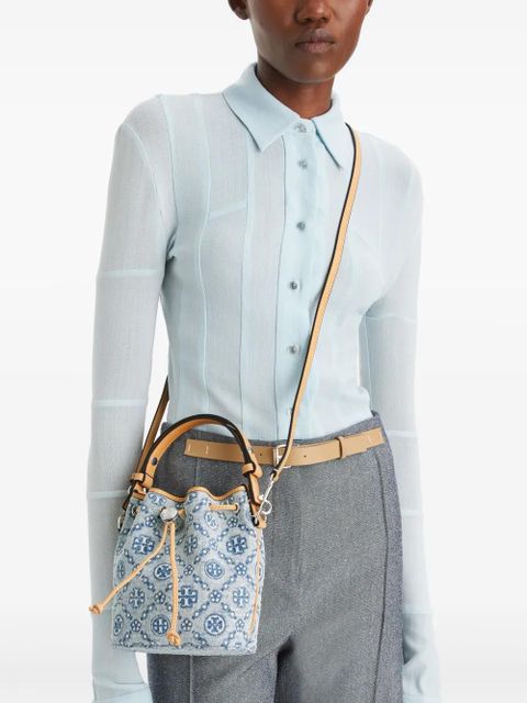 Tory Burch T Monogram bucket bag - Blue - zdjęcie produktu nr 2
