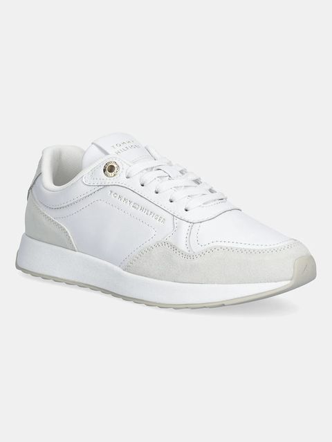 Tommy Hilfiger sneakersy skórzane MONOGRAM MIX MATERIAL RUNNER damskie kolor biały FW0FW09267 - zdjęcie produktu nr 1