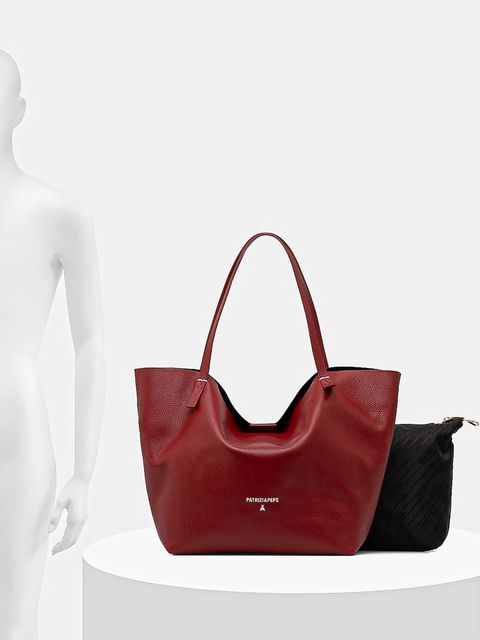 Patrizia Pepe torebka skórzana kolor bordowy 2B0130 L148