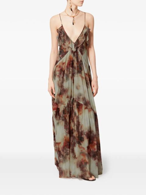 MARANT ÉTOILE Vasmila ruffled V-neck maxi dress - Brown - zdjęcie produktu nr 2