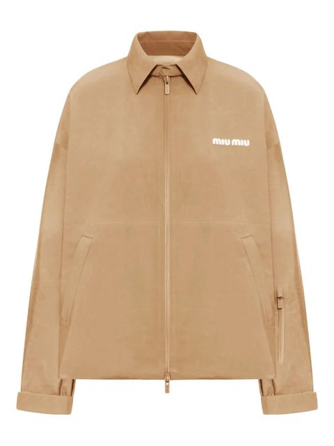Miu Miu zip-up windbreaker - Neutrals - zdjęcie produktu nr 1