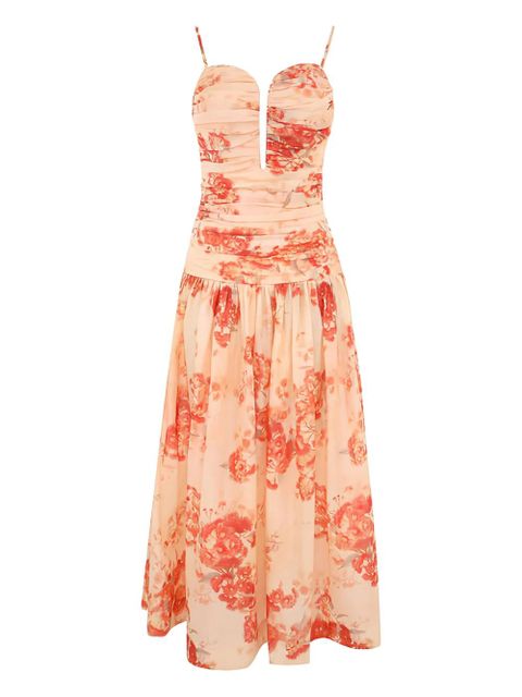 ZIMMERMANN Cascadian floral-print midi dress - Orange - zdjęcie produktu nr 1