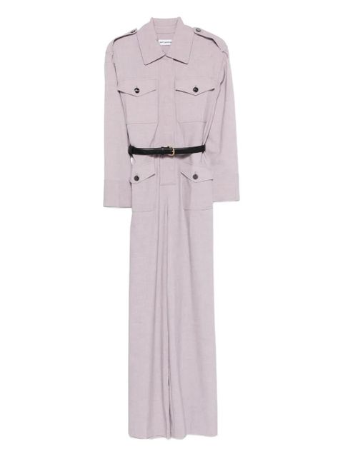 Self-Portrait belted twill jumpsuit - Purple - zdjęcie produktu nr 1