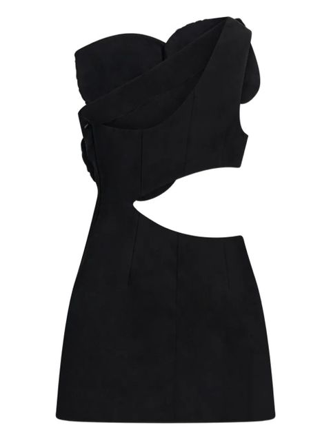 AREA embroidered cut-out mini dress - Black