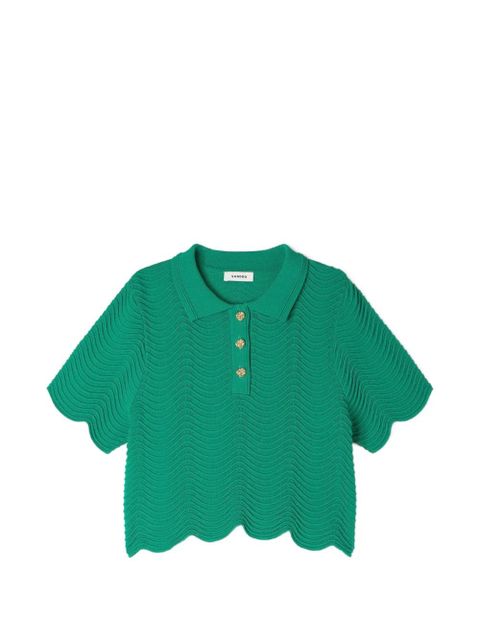 SANDRO wave-pattern T-shirt - Green - zdjęcie produktu nr 1