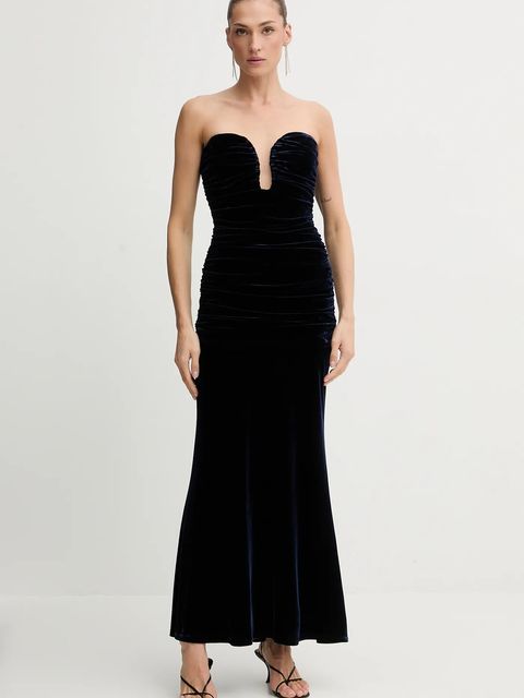 Bardot sukienka ELVIRA kolor granatowy maxi dopasowana 59692DB