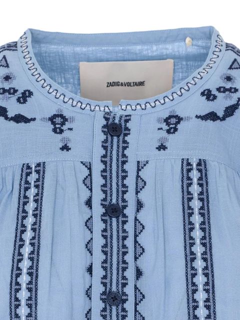 Zadig&Voltaire embroidered long-sleeves blouse - Blue