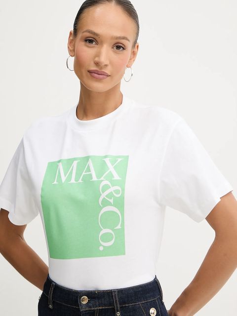 MAX&Co. t-shirt bawełniany damski kolor biały 2518971024200