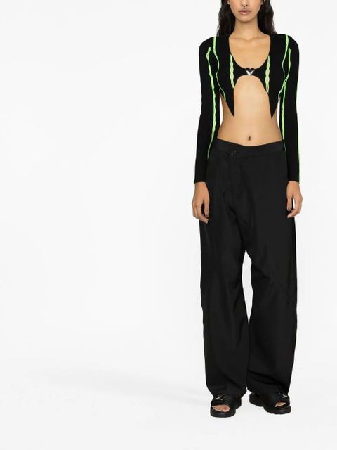AMBUSH contrast-trim cropped cardigan - Black - zdjęcie produktu nr 2