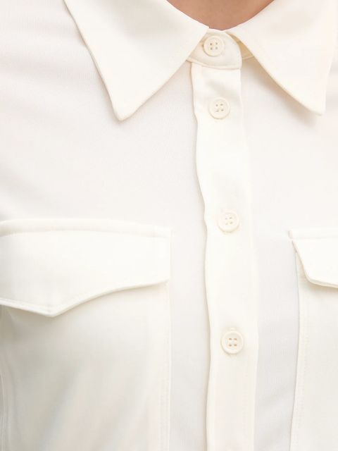 Sisley koszula damska kolor beżowy regular z kołnierzykiem klasycznym 54HXLQ09M