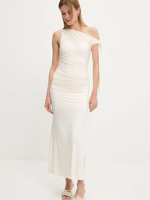 Answear.LAB sukienka kolor beżowy maxi dopasowana - zdjęcie produktu nr 1