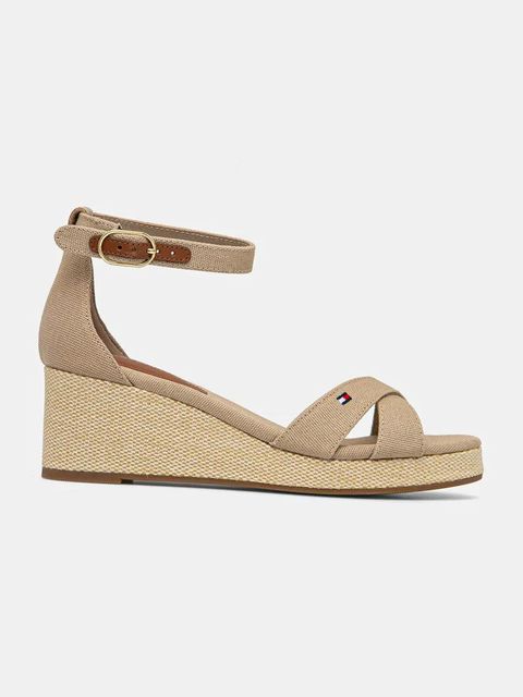 Tommy Hilfiger sandały FLAG CRISS-CROS MID WEDGE ESPAD kolor beżowy FW0FW08481 - zdjęcie produktu nr 2