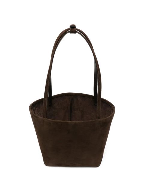 The Row geometric suede leather tote - Brown