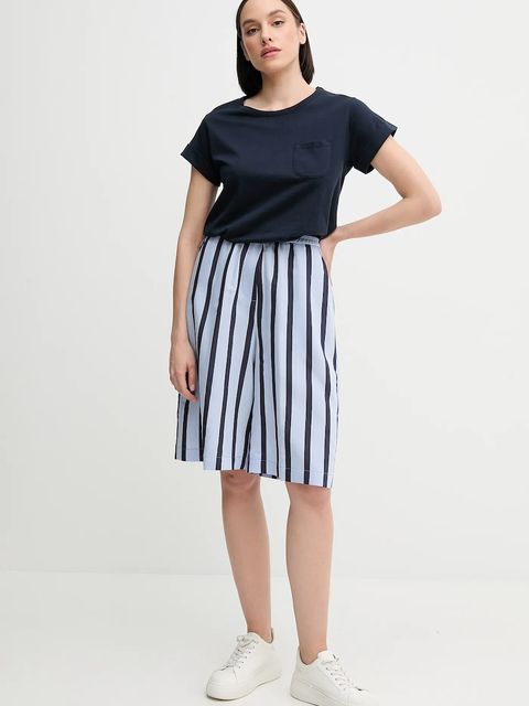 Sandro Ferrone szorty damskie kolor niebieski wzorzyste high waist S15XBEARPA - zdjęcie produktu nr 2