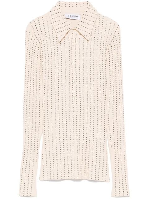 The Attico rhinestone-embellished polo shirt - Neutrals - zdjęcie produktu nr 1