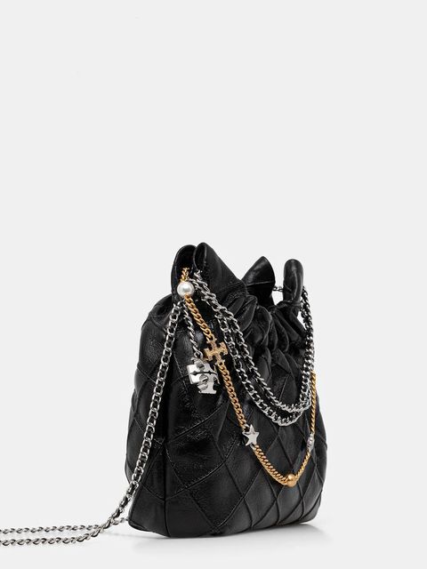 Tory Burch torebka skórzana Fleming kolor czarny 164022-001