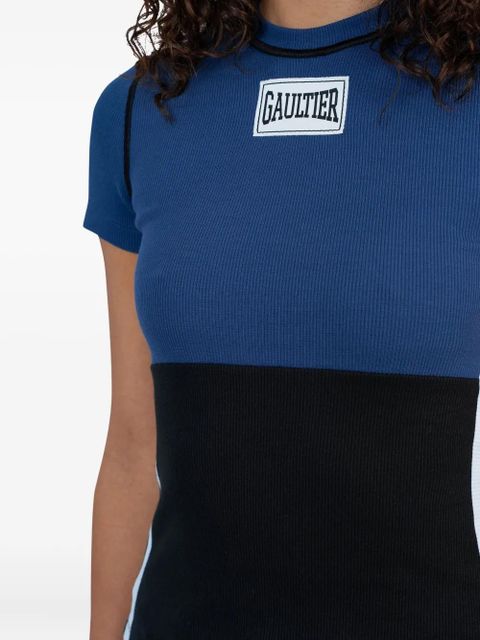 Jean Paul Gaultier ribbed panelled t-shirt - Blue