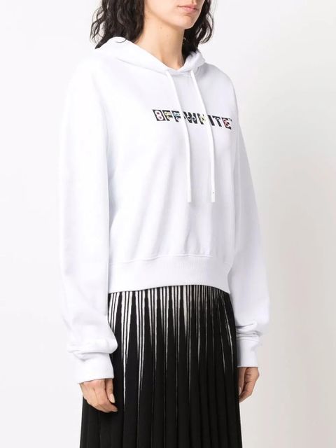 Off-White rhinestone-embellished logo hoodie