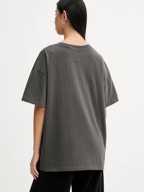 Tommy Jeans t-shirt bawełniany damski kolor szary DW0DW21858