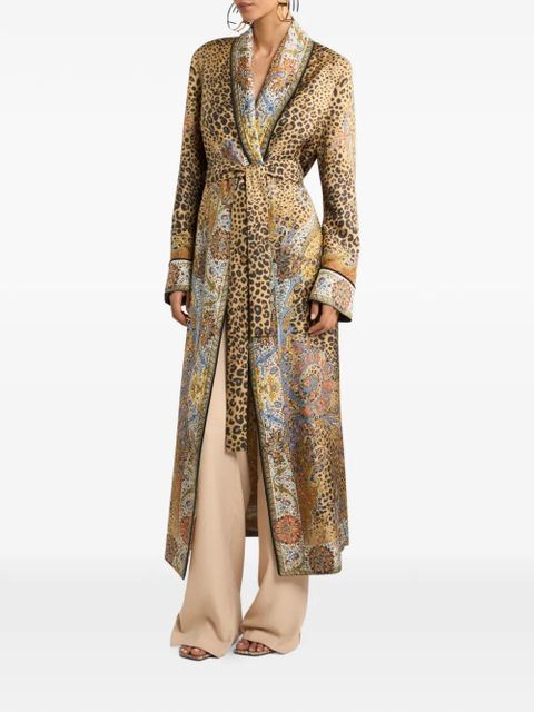 ETRO paisley animal-motif silk robe - Brown