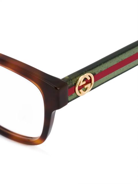 Gucci Eyewear Web arm tortoiseshell glasses - Brown