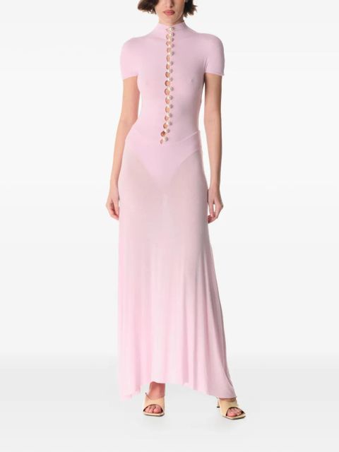 MANURÍ button-detail mock-neck maxi dress - Pink