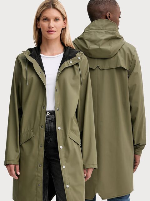 Rains kurtka 12020 Long Jacket kolor zielony przejściowa 12020 - zdjęcie produktu nr 1