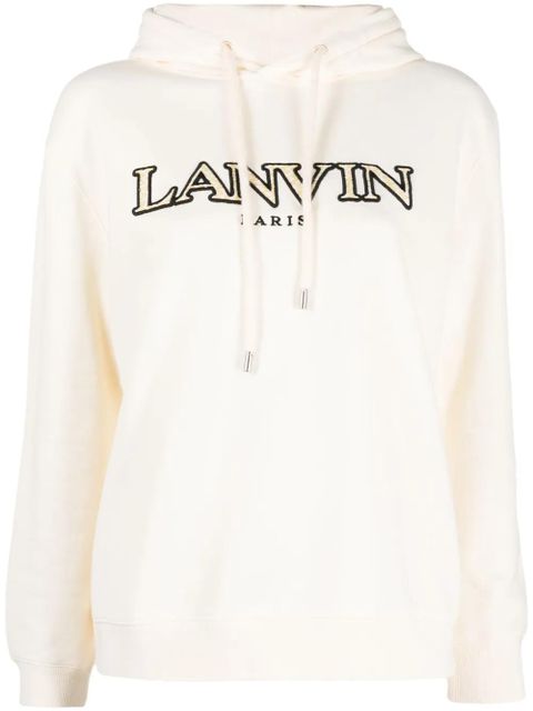 Lanvin embroidered-logo cotton hoodie - Neutrals - zdjęcie produktu nr 1