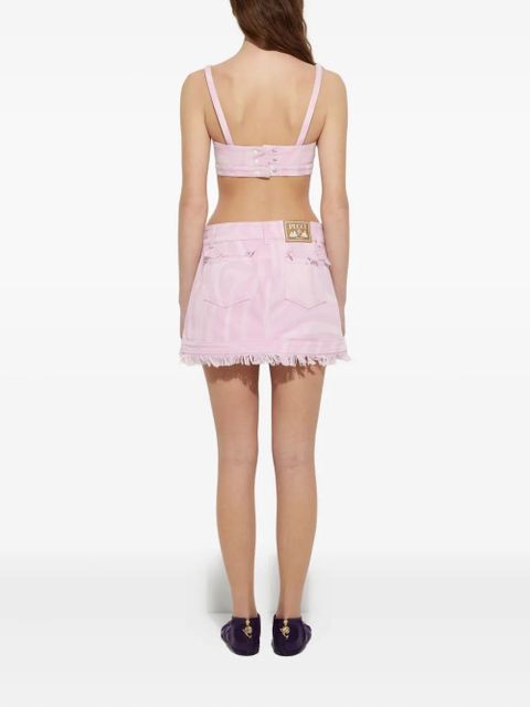 PUCCI Marmo-print denim skirt - Pink