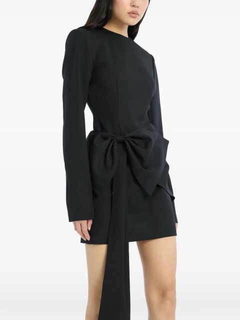 ROTATE BIRGER CHRISTENSEN long-sleeves bow mini dress - Black
