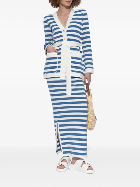 Posse striped belted cardigan - Blue