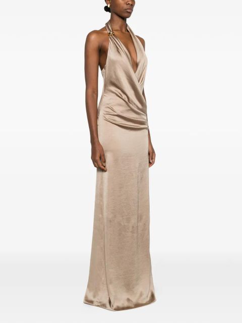 Blumarine draped halterneck dress - Neutrals