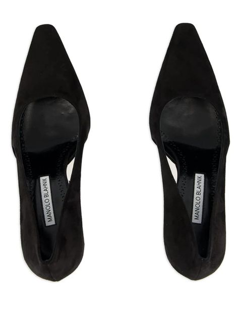 Manolo Blahnik 90MM cut-out suede pumps - Black