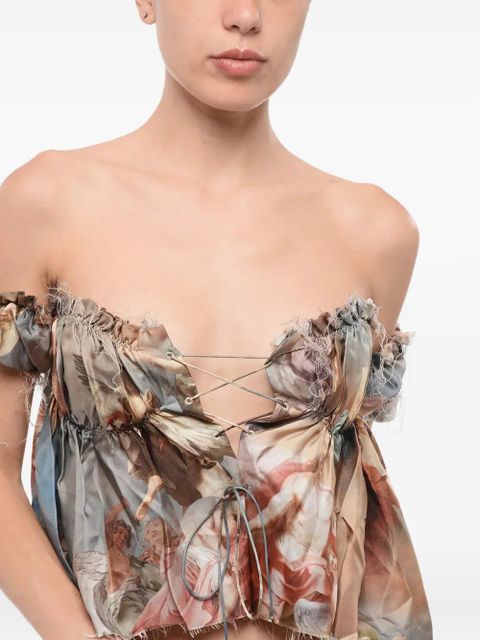 Balmain printed lace-up top - Multicolour