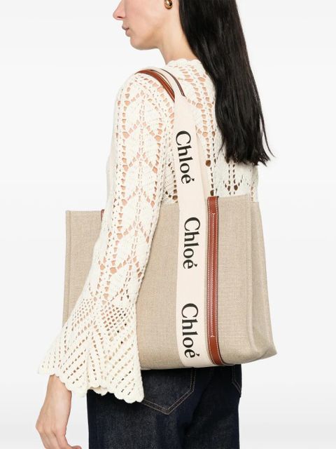 Chloé medium logo-strap tote bag - Neutrals - zdjęcie produktu nr 2