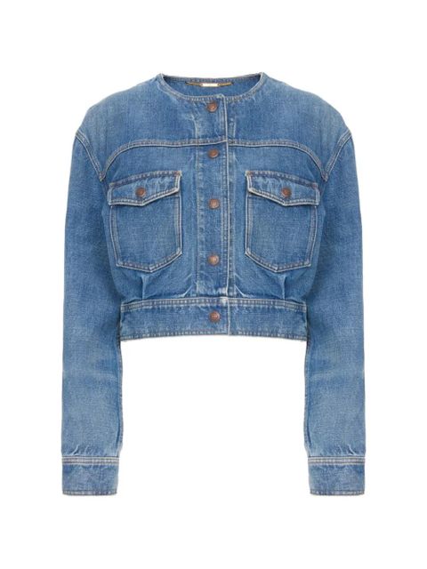 Chloé collarless patch-pocket denim jacket - Blue - zdjęcie produktu nr 1