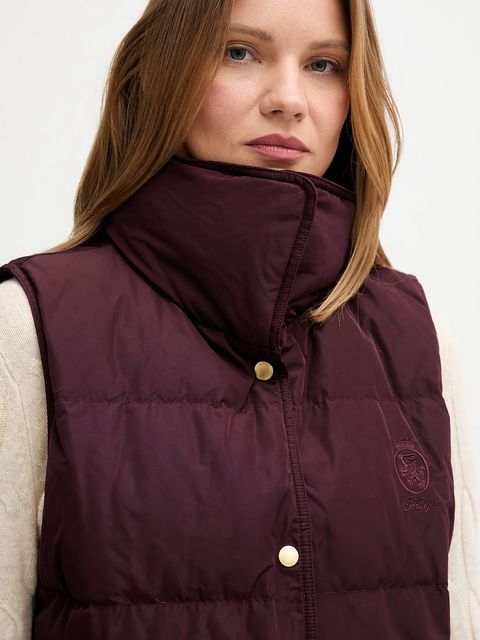 Tommy Hilfiger bezrękawnik puchowy kolor bordowy przejściowy WW0WW46545