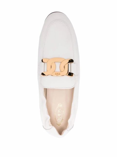 Tod's logo-plaque leather loafers - Neutrals