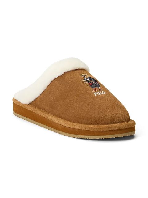 Polo Ralph Lauren kapcie zamszowe Kayleigh Scf kolor brązowy 842P03594001 - zdjęcie produktu nr 2