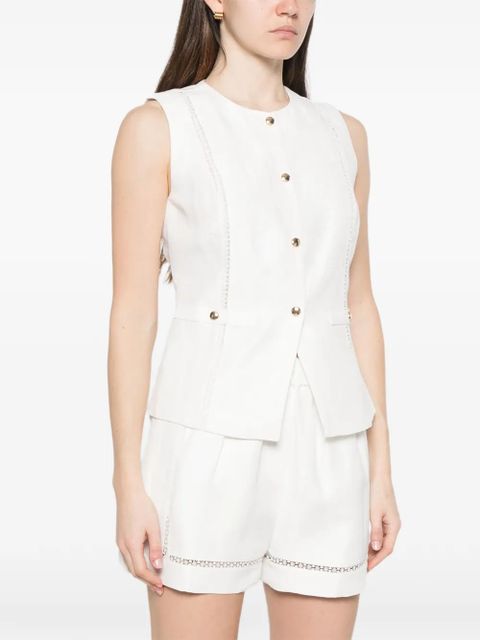 Maje button lace tank top - White