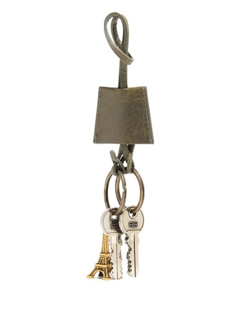Balenciaga leather Eiffel Tower keyring - Green