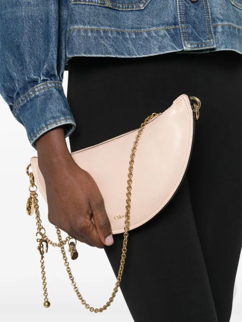 Chloé mini charm-chain leather shoulder bag - Neutrals