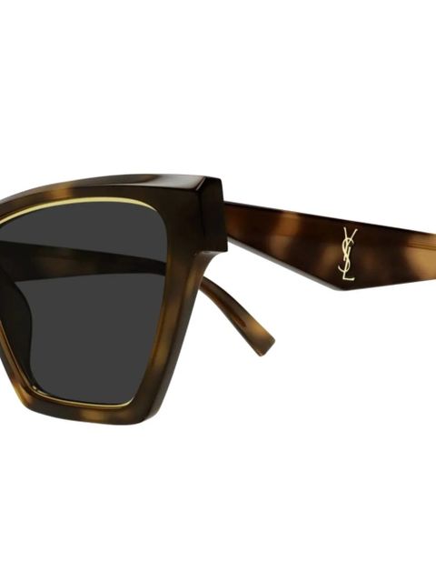 Saint Laurent Eyewear logo-print sunglasses - Brown