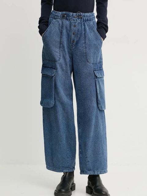 G-Star spodnie bawełniane kolor niebieski proste high waist D25321-D759 - zdjęcie produktu nr 1