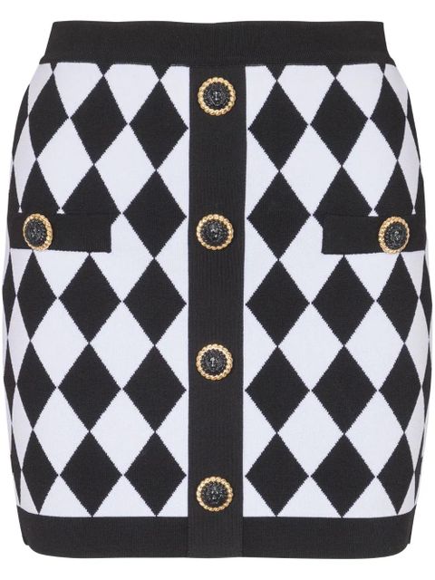 Balmain diamond-intarsia knitted miniskirt - Black - zdjęcie produktu nr 1