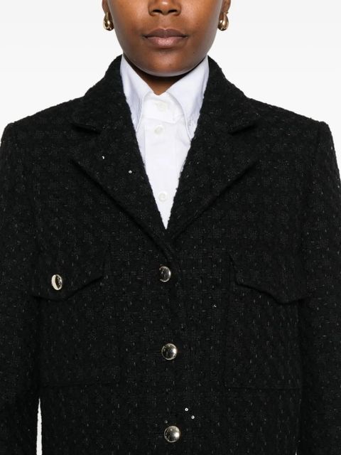 Maje sequin-embellished tweed blazer - Black