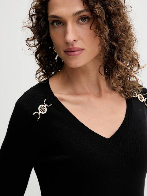 Fracomina sweter damski kolor czarny lekki FR25WT7025K43301