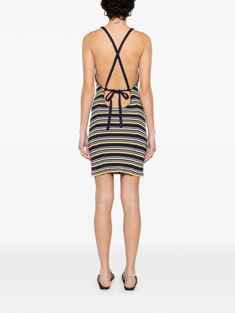 Miu Miu halterneck striped mini dress - Blue