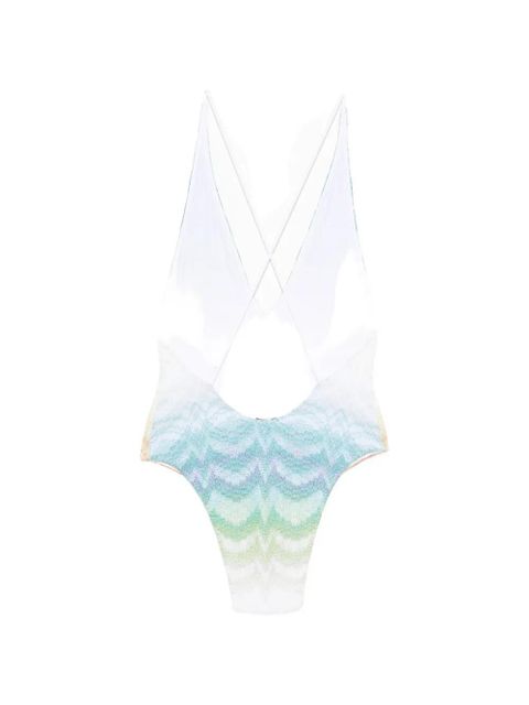 Missoni cross-back chevron swimsuit - White - zdjęcie produktu nr 2